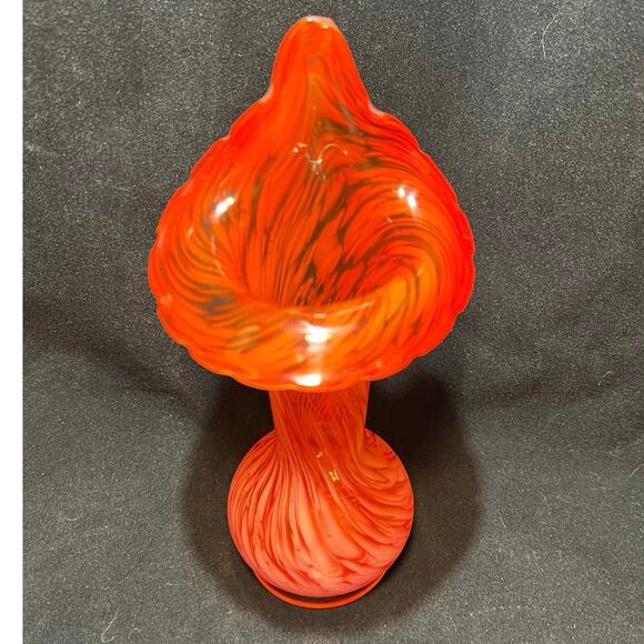 Hand Blown Tulip Vase, Orange 8.5 in. - Picture 2 of 4